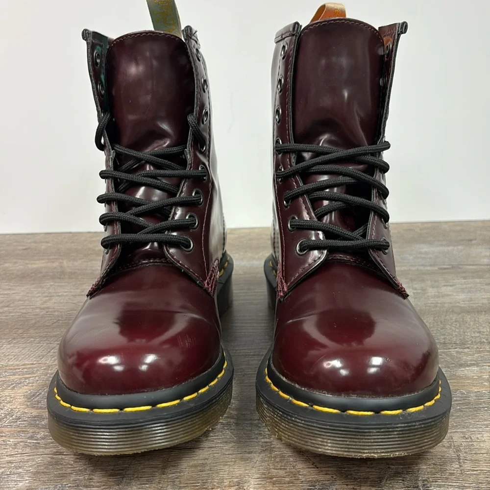 SOLD IN STORE Dr. Martens 1460 Vegan Leather Lace Up Boots in Cherry Size 7 - Picture 2 of 10